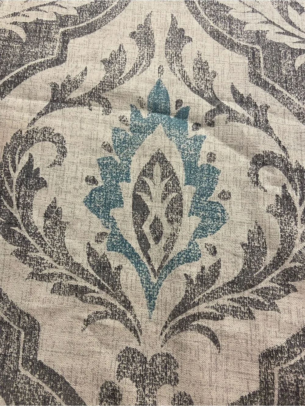 Cotton XL Table Runner in Gray and Blue 126” c 16.5”